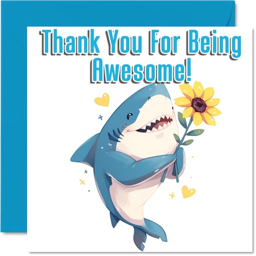 Stuff4 Cute Shark Thank You Card for Girls and Boys, Awesome Animals