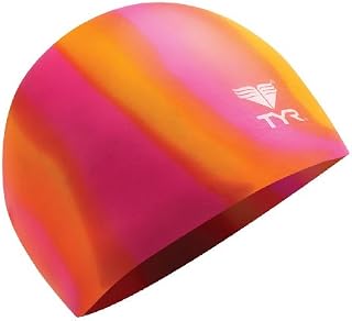 TYR Multi Silicone Cap, Orange/Pink
