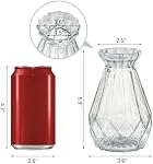 MyGift 5-Inch Decorative Clear Glass Diamond-Faceted Flower Vases, Set of 2