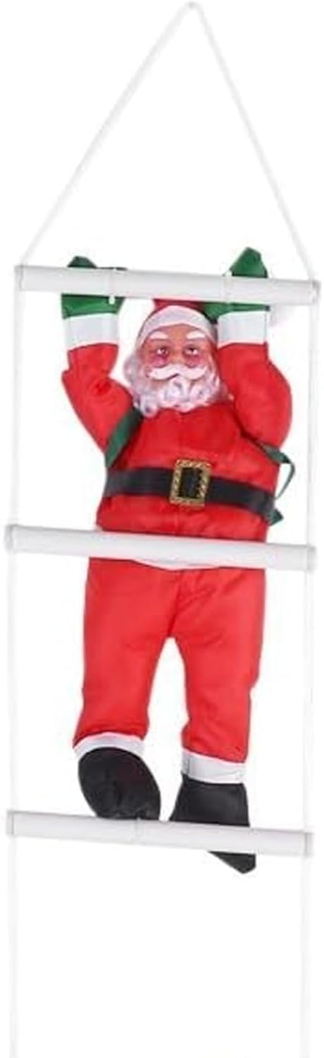 Gsv Essentials Red 1X Climbing Santa Claus Toy, Rope With Ladder, Bright Colour, Santa Ornament, Eye-Catching Design, Portable, Indoor & Outdoor Christmas Decoration, 25Cm