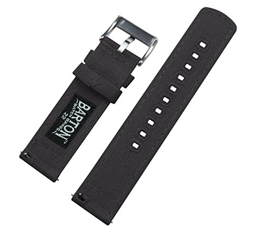 BARTON Canvas Quick Release Watch Band Straps - Choose Color & Width - 18mm, 19mm, 20mm, 21mm, 22mm, 23mm, or 24mm