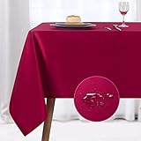 NLMUVW Rectangle Table Cloth, Waterproof Oblong Tablecloth, Microfiber Fabric 210 GSM Table Cover for Party Picnic Outdoor and Indoor Use (60 x 140 Inch, Red)
