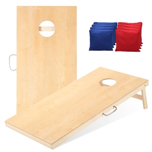 Image of Sportdo 4x2 ft Solid Wood Cornhole Set with 8 Bean Bags, Regulation Size Cornhole Board Set for Adults, Cornhole Game Set for Tailgate Backyard Toss Games Indoor&Outdoor Activities