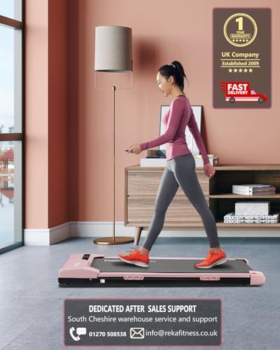 REKA Fitness Motorised Home Treadmill Walking Pad 2.25HP Under Desk Treadmill Adjustable Speed Remote Control Interactive APP Smart workouts Real-time Stats and Interactive Fitness (Pink) - Image 8