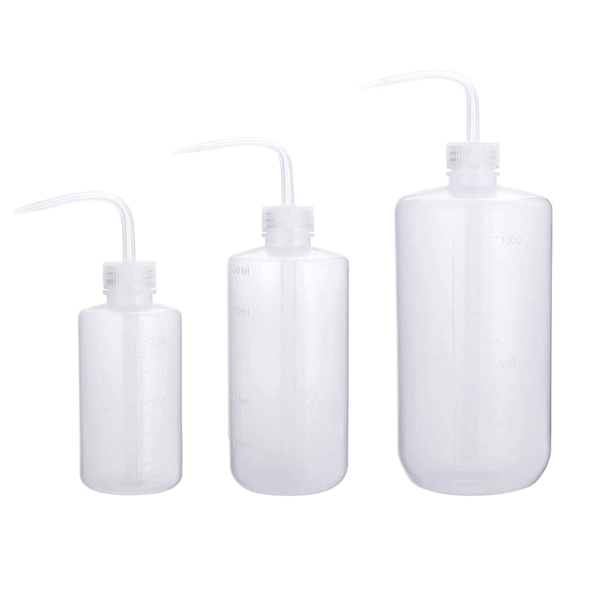 Skypro Transparent 250Ml 500Ml 1000Ml Plastic Safety Wash Bottle, Lab Squeeze Bottle With Narrow Mouth And Scale Labels, Squirt Bottle For Plant Flower Succulent Watering - 3 Packs