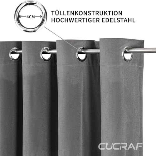 CUCRAF Samtvorhang mit Ösen 2er Set, blickdichte und lichtundurchlässige Vorhänge, H 245x B 140cm… – Ansicht 6