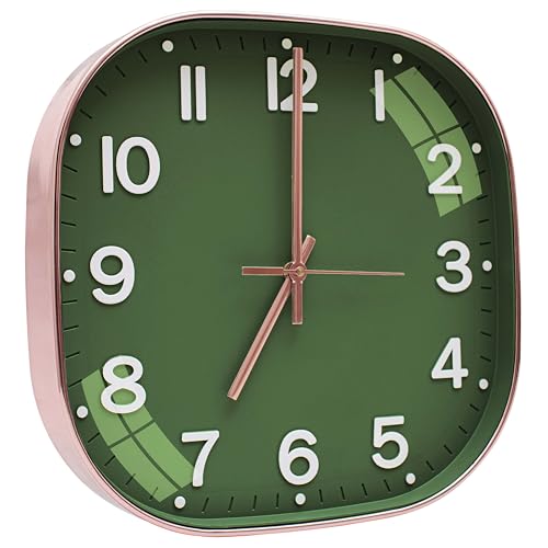 Image of TEKCOOL Plastic Analogue Wall Clock 12 inch Silent Quartz Decorative Wall Clock Non-Ticking Classic Clock Battery Operated Round Easy to Read for Room /Home /Kitchen /Bedroom /Office /School.Mehendi.'