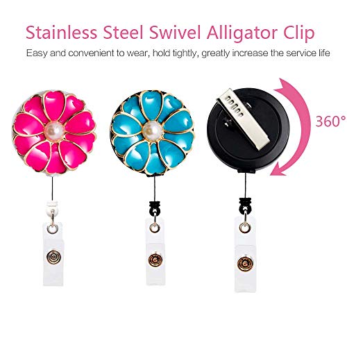 Retractable Badge Reels, Id Badge Clip Retractable With Alligator Clip, Colors Id Badge Holder Clip For Women, Nurse, Teacher #TOP4