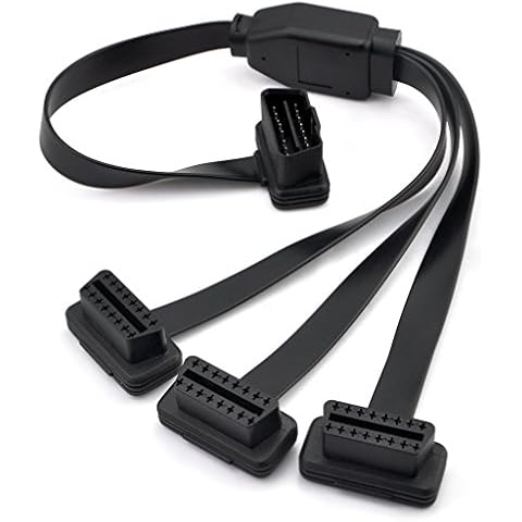 iKKEGOL OBD2 OBDII 1 to 3 Ultra Low Profile 16 Pin Male to Female Y Splitter Cord Diagnostic Extension Cable 50cm / 20" Cover