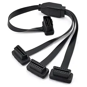 iKKEGOL OBD2 OBDII 1 to 3 Ultra Low Profile 16 Pin Male to Female Y Splitter Cord Diagnostic Extension Cable 50cm / 20