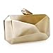 BMC Womens Smoked Antique Bronze Gold Colored Alloy Metal Abstract Stone Cut Hardcase Fashion Clutch Shoulder Chain Handbag