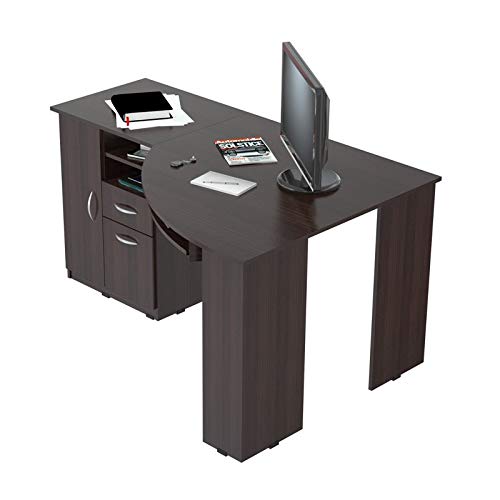 Inval America L-Shaped Corner Desk, Espresso #TOP5