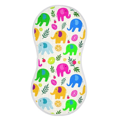 Tropical Elephants Muslin Burp Cloths for Baby 4-Layer Absorbent Cotton Large 22