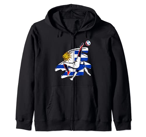 Proud Uruguay Soccer Fans Jersey - Uruguayan Football Lovers Zip Hoodie, Black