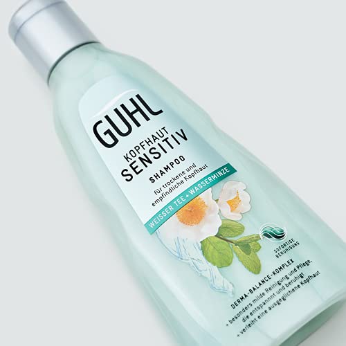 Foto von Guhl Kopfhaut Sensitiv Shampoo - 250 ml - Milde Pflege für sensible Kopfhaut - Weißer Tee & Wasserminze