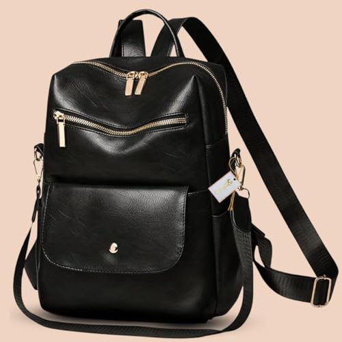 Mochila Bolsa Feminina Resistente Com Bolso Antifurto e Alça de Ombro Perfeita Para Trabalho Dia A Dia Passeio e Faculdade (Preto)