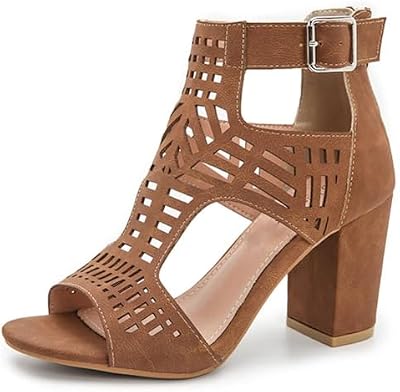 AOSPHIRAYLIAN Brown Heeled Sandals for Women – Open Toe Wedge Design