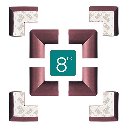 Tritina esquina seguridad parachoques sana PBA libre almohadilla de bebé con 3M cinta,muebles mesa proteger a los niños,mantener sus hijos cabeza segura bajo las escaleras,paquete 8pcs (Marrón)