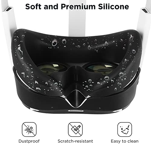 Front Protective Cover+Silicone Face Cover for Pico 4 Headset,Waterproof Anti Scratch Anti Dust Cover,Accessories for Pico 4,Protective Case for Pico 4 (Black)