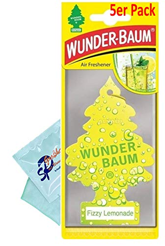 5 Stück Fizzy LimonadeWunder-Baum Lufterfrischer Duftbaum Wunderbaum Original inkl. 2 x Glasreinigungstuch Original von SP Gro0handel