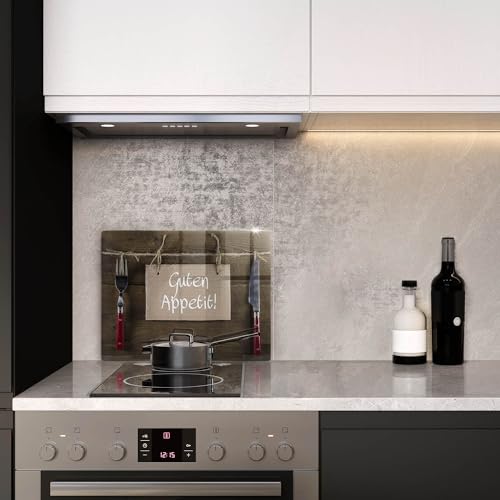 Planche à découper induction Wallfluent 52x40cm en verre résistant motif Guten Apetit