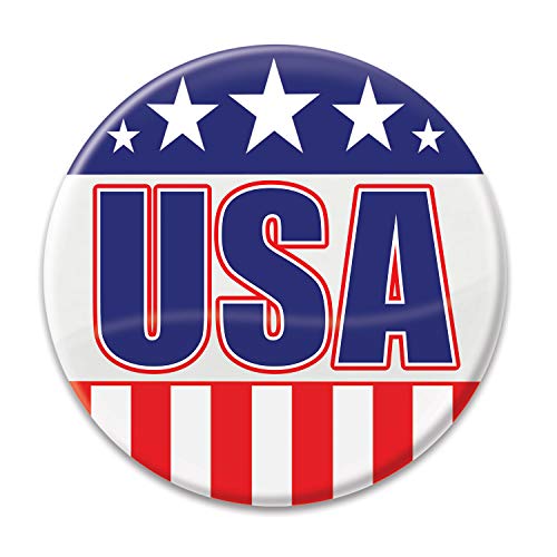Beistle BT008 Patriotic"USA" Cardstock Button, Multicolor