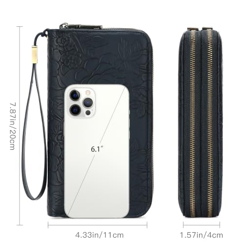 Image of GAEKEAO RFID Leather Wristlet Wallet for Women with Grip Strap