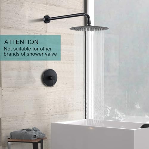 HaiZR Matte Black Shower System - Brass Bathroom Shower Faucet with 10-Inch Shower Head and Handle Sprayer, Wall Mounted Rain Shower Rough-in Valve Set (Single Function) by HaiZR - Used condition - Image 2