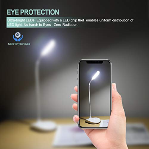Brivation Dimmable Led Desk Lamp, 3 Dimming Levels, Eye-Care, Touch Sensitive, Usb Charge/4Aa Batteries Table Lamp, Office Lamp, Reading Lamps, Bedroom Lamps White #TOP6