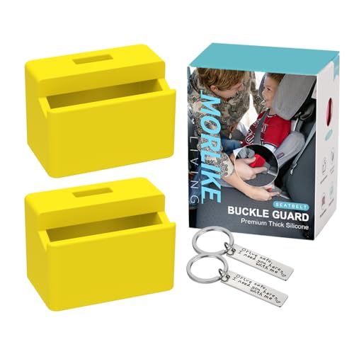 Morlike Silicone Seatbelt Secure Buckle Safety Cover Lock | Keep Children Safe in Car Seat and Prevent Kids from Accidentally Unbuckling | Buckle Guard Fits Almost Vehicles(Yellow, 2 Pack)