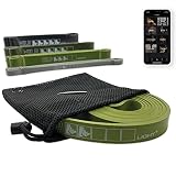 Banda de fitness Light+ (7 – 24 kg): la cinta tiene 2,2 cm de ancho y es ideal para principiantes y principiantes en el entrenamiento con bandas de resistencia. Es ideal para calentar y estirar, así como para ejercicios de fuerza ligeros a moderados como bíceps, sentadillas o varios ejercicios de hombro.