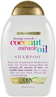OGX Extra Strength Damage Remedy + Coconut Miracle Oil Shampoo for Dry, Frizzy or Coarse Hair, Hydrating & Flyaway Taming Shampoo, Paraben-Free, Sulfate-Free Surfactants, 13 fl oz