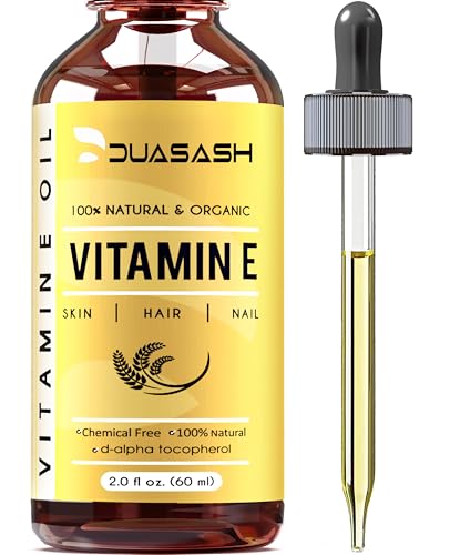 Duasash Pure Vitamin E Oil for Skin & Face, Naturally Sourced Plant-Based 100% Organic Vitamin E Oil for Hair d-Alpha-tocopherol Body Oil for Women & Men, Strengthens & Moisturizes Hair, Nails 60ml