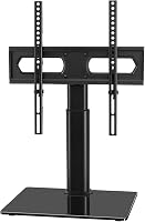 KKTONER Stand TV universal de podea pentru ecrane de 27-65 inch, din sticlă securizată, cu organizator de cabluri, înălțime reglabilă și pivotant, până la 40 kg 1