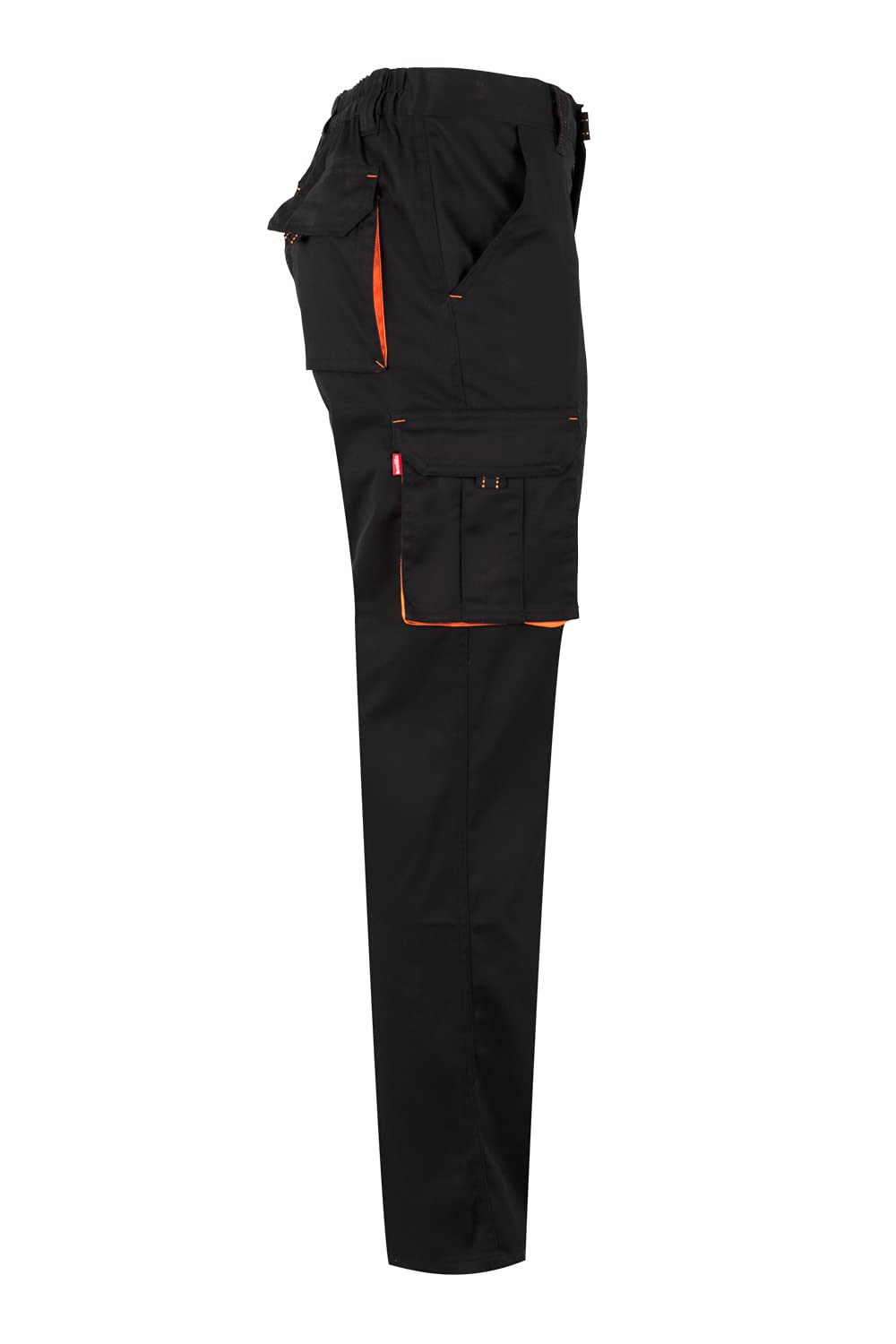Velilla 103024S; Stretch-Hose mit mehreren Taschen; Farbe Schwarz und Orange; Größe 36