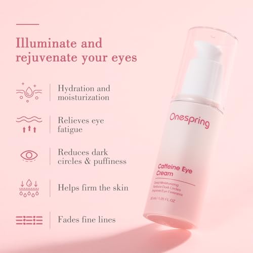 Onespring Eye Cream, Under Eye Cream with Caffeine + Hyaluronic Acid + Vitamin E, for Puffiness, Wrinkles & Fine Lines, Daily Cream for Moisturizing and Hydrating, Skin Care for Face, 1.05 Fl Oz - Thumbnail 4