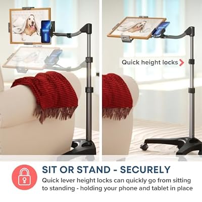 Levo V16 Tablet Floor Stand for iPads, iPad mini, New iPad Pro, Galaxy, Nexus, Xoom, Surface Pro, Miix, Nook, Fire, and Other Tablets and eReaders Black Color