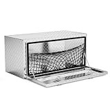 AUTOSAVER88 36 Inch Underbody Tool Box, Heavy Duty Aluminum Diamond Plate Toolbox Chest Storage Organizer, Waterproof Chest Storage Box with Lock for Trucks, Trailers, RVs, Warehouses, Silver