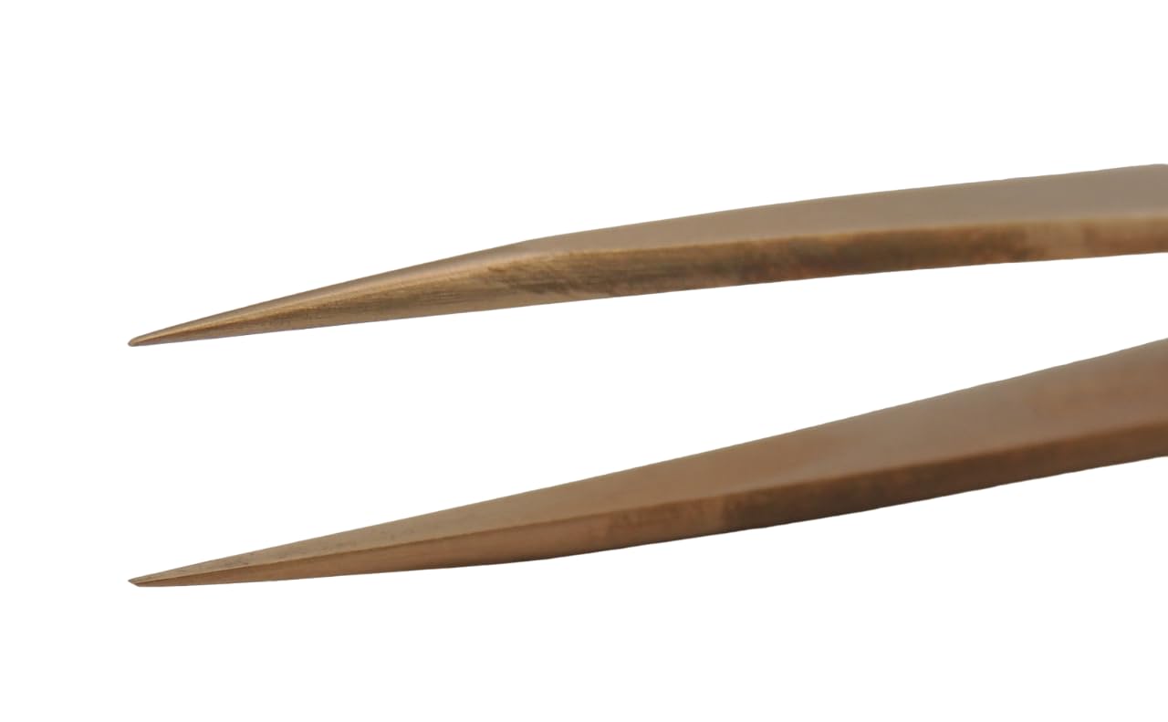 Dumont Präzisionspinzette, S5-Form, Länge 130 mm, 100 % antimagnetisch, Material wählbar, Bronze oder Nickel (Bronze)
