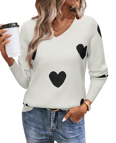 Image of Women's Spring Sweaters 2026 Casual Long Sleeve Pullover V Neck Lightweight Sweatshirts Cute Blouse Tops