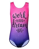 BAOHULU Girls Gymnastics Leotards Sparkle Print Athletic Clothes One Piece Dance Outfit B198_Rose_8A