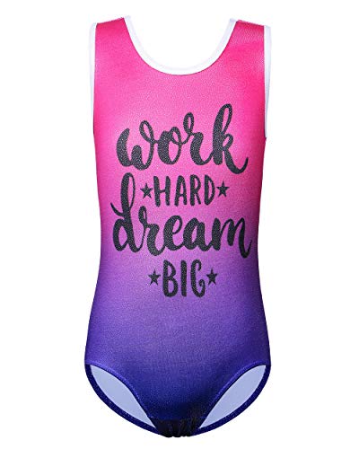 BAOHULU Girls Gymnastics Leotards Sparkle Print Athletic Clothes One Piece Dance Outfit B198_Rose_8A