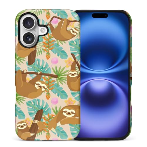 yicomon Compatible with iPhone 17 Case, Jungle Sloth Pattern Print Matte Phone Case Durable Fashion Funny Liquid Silicone Case Soft Anti-Scratch Shockproof Protective Cover