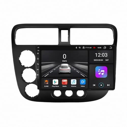 Radio Coche 2 DIN con Carplay para Honda Civic 2001 Pantalla Bluetooth Mirror Link 32G