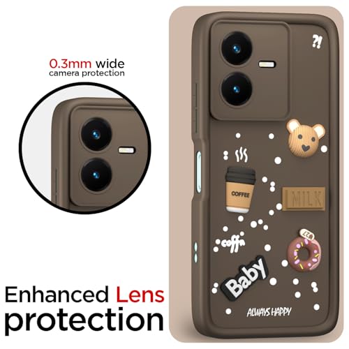 Image of Pikkme Back Cover for Vivo Y22 | Cute Fun Cartoon 3D Bear Silicone Full Body Protection Bumper Cover (Brown)