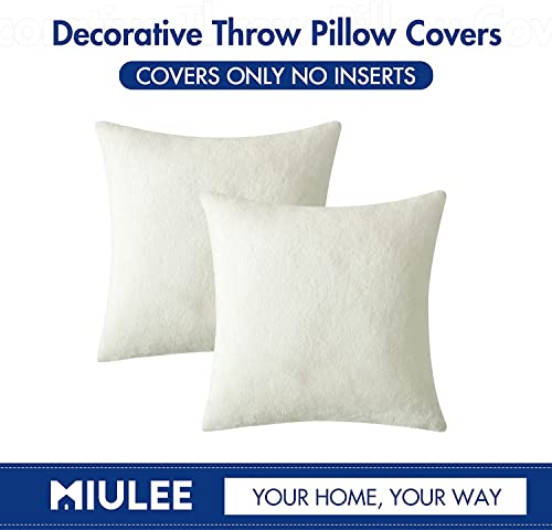 Miulee Pack Of 2 Decorative Throw Pillow Covers Luxury Soft Faux Rabbit Fur Warm Gifts Square Cushion Cases For Sofa Bedroom Living Room 18 X 18 Inch White #TOP5