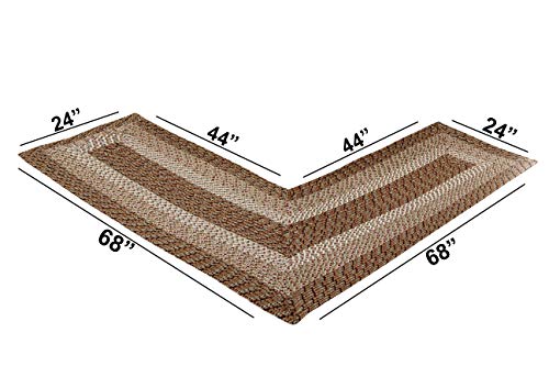 Better Trends Country Braid Collection is Durable and Stain Resistant Reversible Indoor Area Utility Rug 100% Polypropylene in Vibrant Colors, 24" x 68" x 68" L-Shape, Straw Stripe