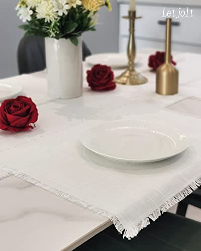 Letjolt White Placemats Set Of 4 Farmhouse Linen-Cotton Placemats Dining Table Place Mats For Kitchen Table #TOP1