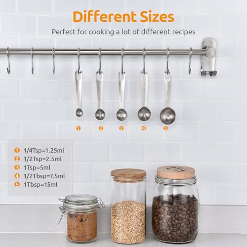 U-Taste 18/8 Stainless Steel Measuring Spoons Set of 5, Teaspoon Tablespoon by U-Taste - Image 2
