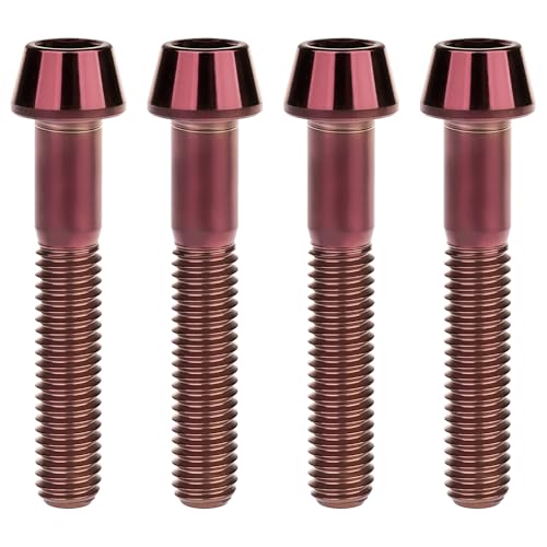 Image of Titanium Ti Bolt M5x9 16 18 20 25 30 35 40 45 50 55 60mm Tapered Head Screws Pack of 4 (M5x35mm, Burgundy)